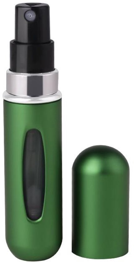 Parfumflesje - Navulbaar - Reisparfum - Verstuiver - Refillable - Hervullen - Travel perfume atomizer - Lipstick formaat - 5 ml - Parfum to go - Compacte spray - Handbagage - Groen - Jonyx