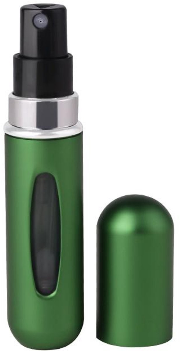 Parfumflesje - Navulbaar - Reisparfum - Verstuiver - Refillable - Hervullen - Travel perfume atomizer - Lipstick formaat - 5 ml - Parfum to go - Compacte spray - Handbagage - Groen - Jonyx