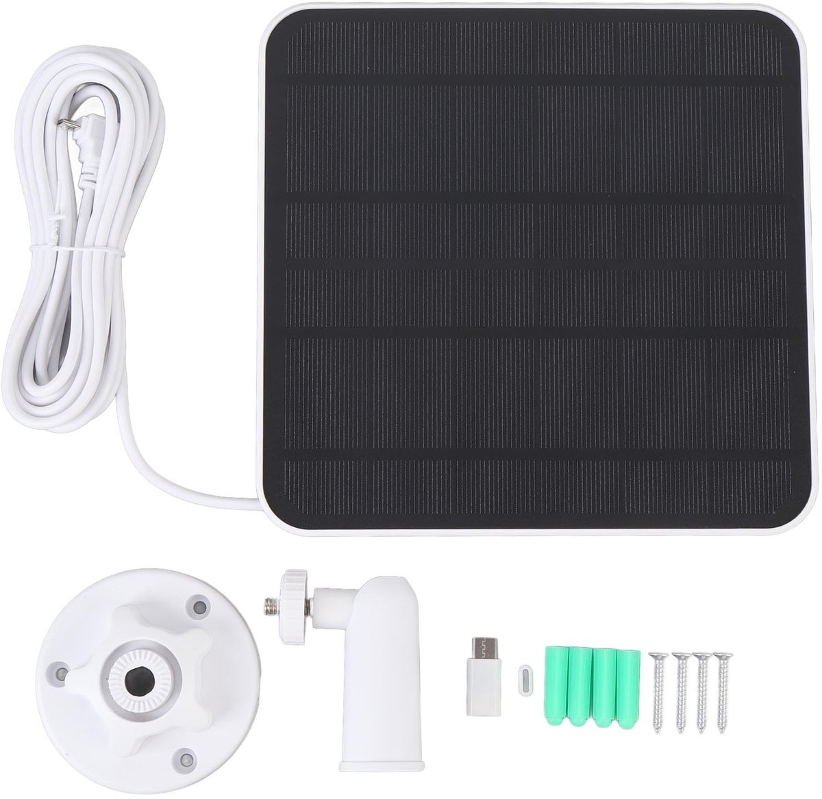 Allecto - Zonnepaneel Oplader - Camera Voeding - Verstelbare Bevestiging - 9.8ft Kabel - Geschikt voor Vogelhuisje Camera Deurbel CCTV - Zwart Model