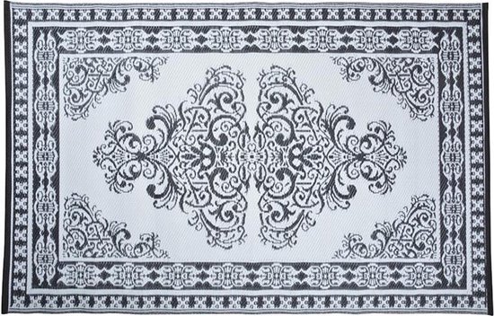 Tapijt - Tuintapijt - Perzisch - zwart/wit - 186x120cm - Esschert Design
