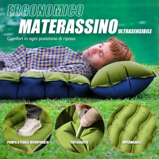 Campingmatras, ultralichte zelfopblazende matras met kussen en ingebouwde voetpomp, draagbare en compacte opblaasbare campingmatras, geschikt Geschikt voor lange reizen. van Merkloos — afbeelding 5