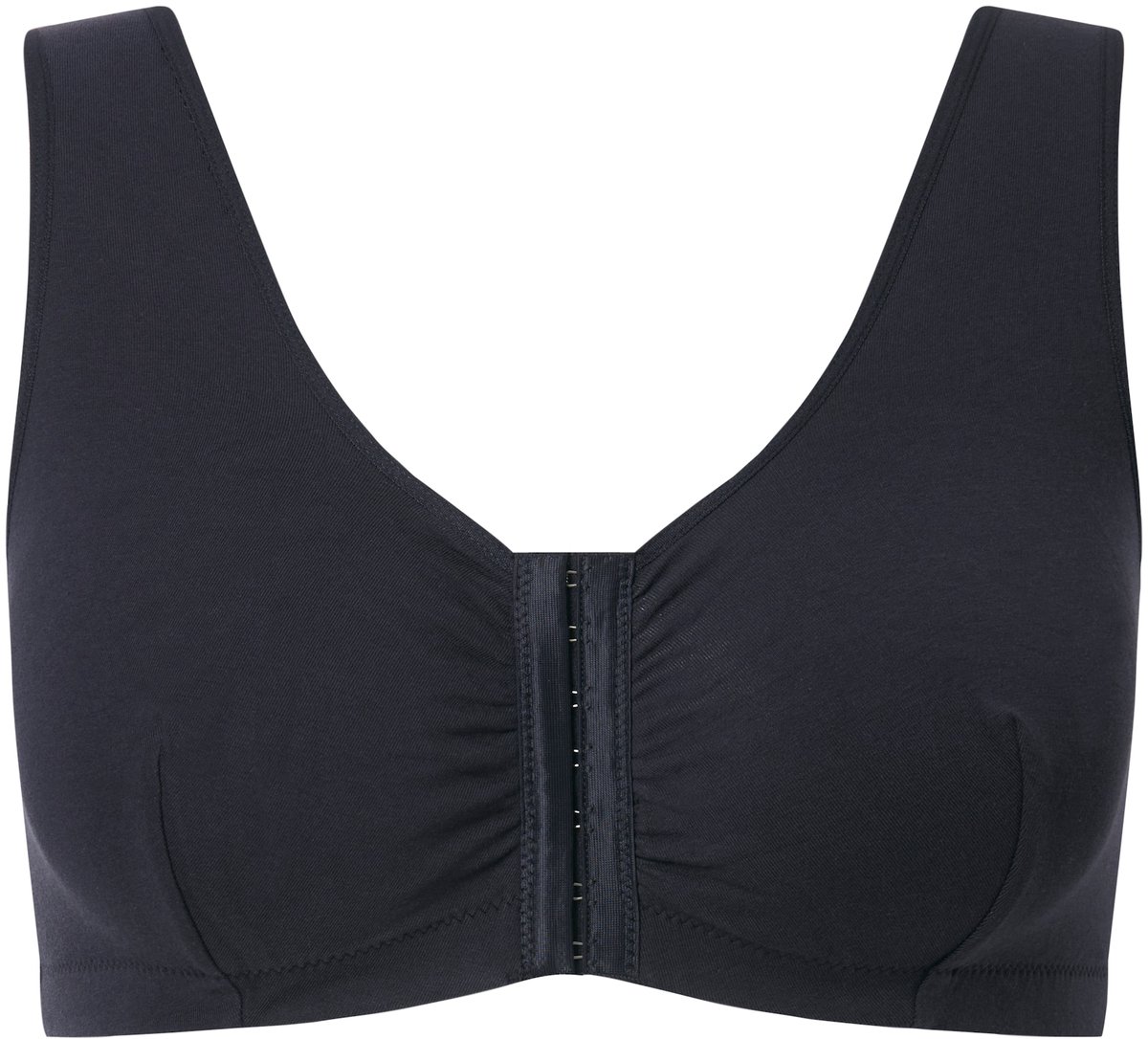 Ulla Popken - Dames - Bustier voorsluiting katoen - Zwart - Maat 90D