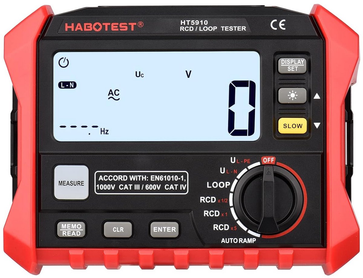 Digitale Lekstroommeter en RCD Tester met LCD-Display en Gegevensopslag