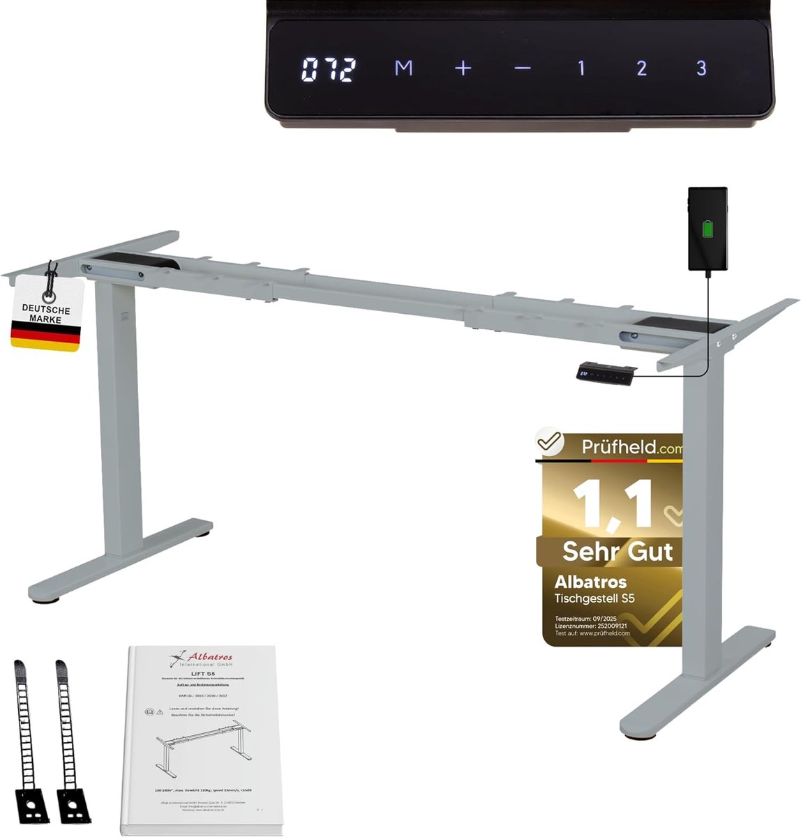 Albatros bureau onderstel LIFT, 2x motoren, elektrisch bureauframe in hoogte verstelbaar met geheugenfunctie voor buro - Bureau poten, Bureau frame, Bureautafel, Burotafel, Secretaire bureau