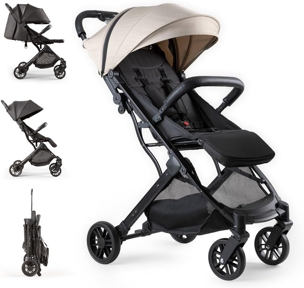 Ultralichte kinderwagen tot 22 kg met verwisselbare kap in beige