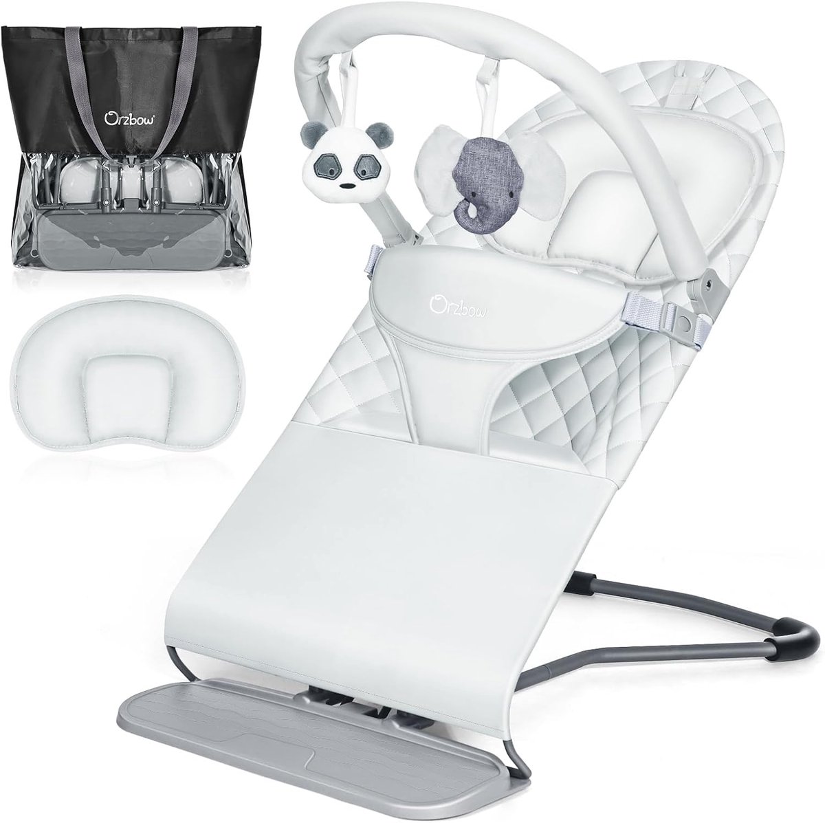 Opvouwbare Baby Wipstoel - Comfortabel en Verstelbaar Schommelstoeltje voor Buiten - 0-12 maanden tot 9kg - Grijs
