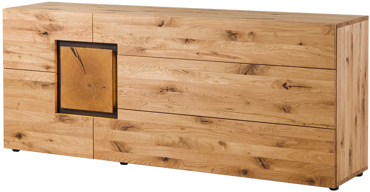 MASSIVMOEBEL24 .DE wilde eik dressoir blank massief hout 196,5x43,5x80 cm (BxTxH) gelakt / geolied volledig massief gemonteerd KITZBÜHEL #127