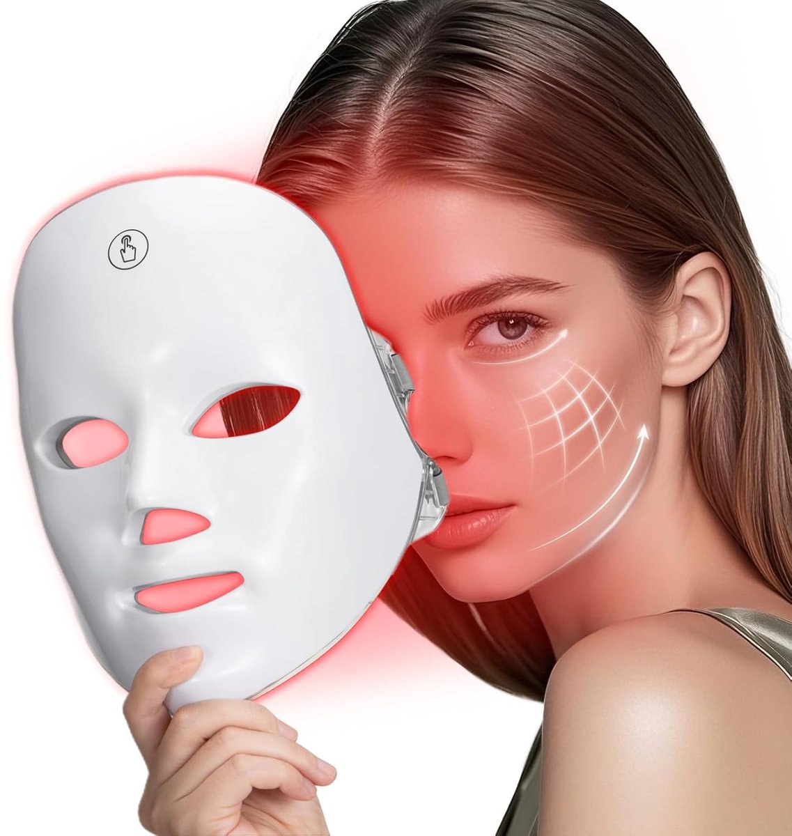Draadloze Roodlicht Gezichtsmasker - 7 Kleuren LED Lichttherapie - Oplaadbaar & Draagbaar Apparaat voor Thuis - Huidverjonging & Acne Behandeling