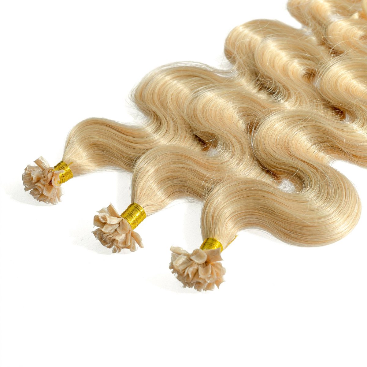 hair2heart Premium Extensions Echt haar Bondings Golvend - 25 strengen 1 g 60 cm 9/31 lichtblond goud-as