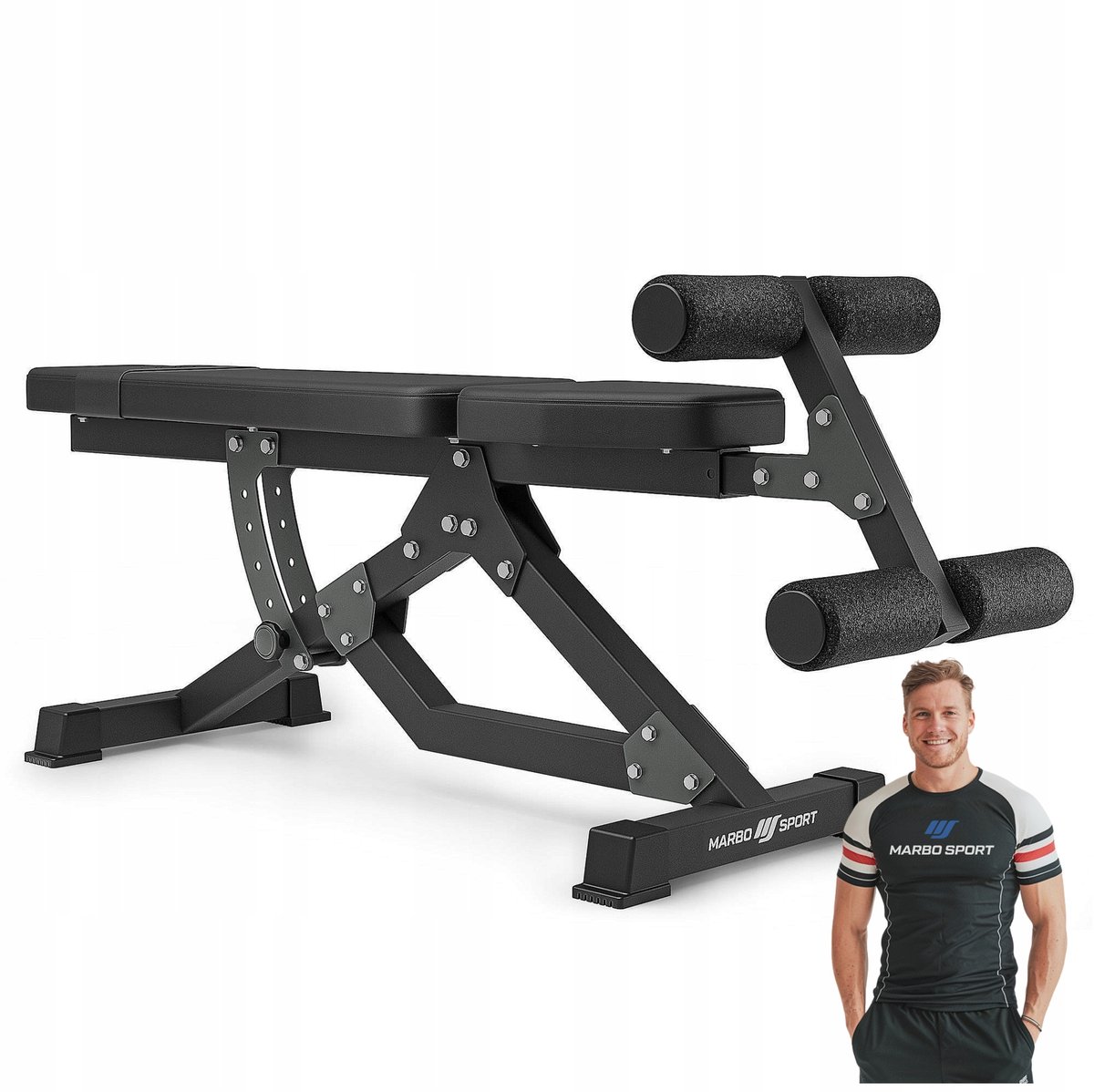 Marbo Sport - Oefenbank MS-L110 2.0 - Professionele bank voor buikspiertraining - 5 posities voor het verstellen van de rugleuninghoek