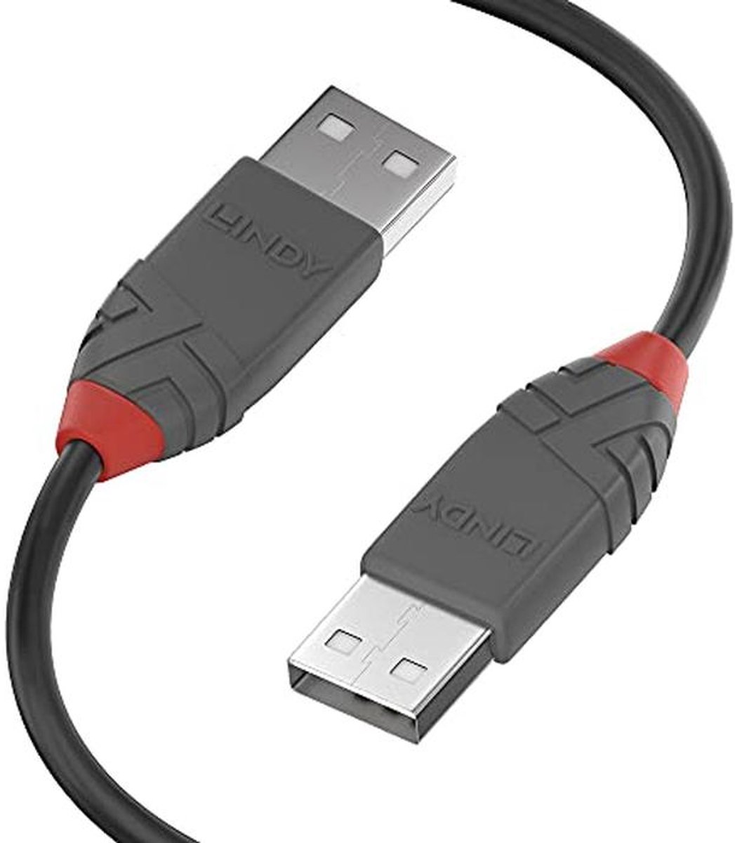 USB 2.0 A naar A kabel 3,00 m - Zwart en Grijs