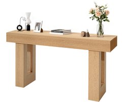 VEVOR Consoletafel/Salontafel (160x35x85CM / LxBxH), Smalle Rechthoekige Bijzettafel van Spaanplaat voor Hal, Slaapkamer, Woonkamer, Entree, Haltafel, Bijzettafel, Naturel Hout