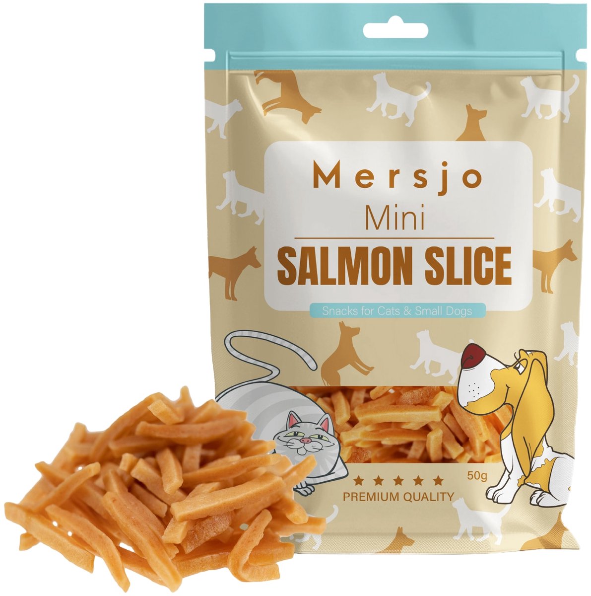 Mersjo - Kattensnack - Mini Plakjes - Zalm - 50g