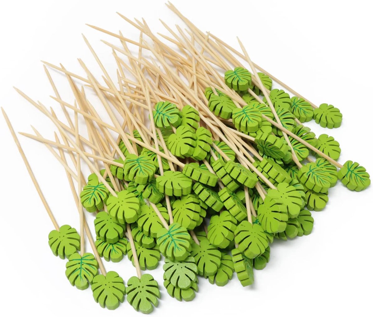 Cocktail Prikkers - Hapjes Spiesjes - Feestelijke Decoratie - Blad Vorm - 100 Stuks - Groen