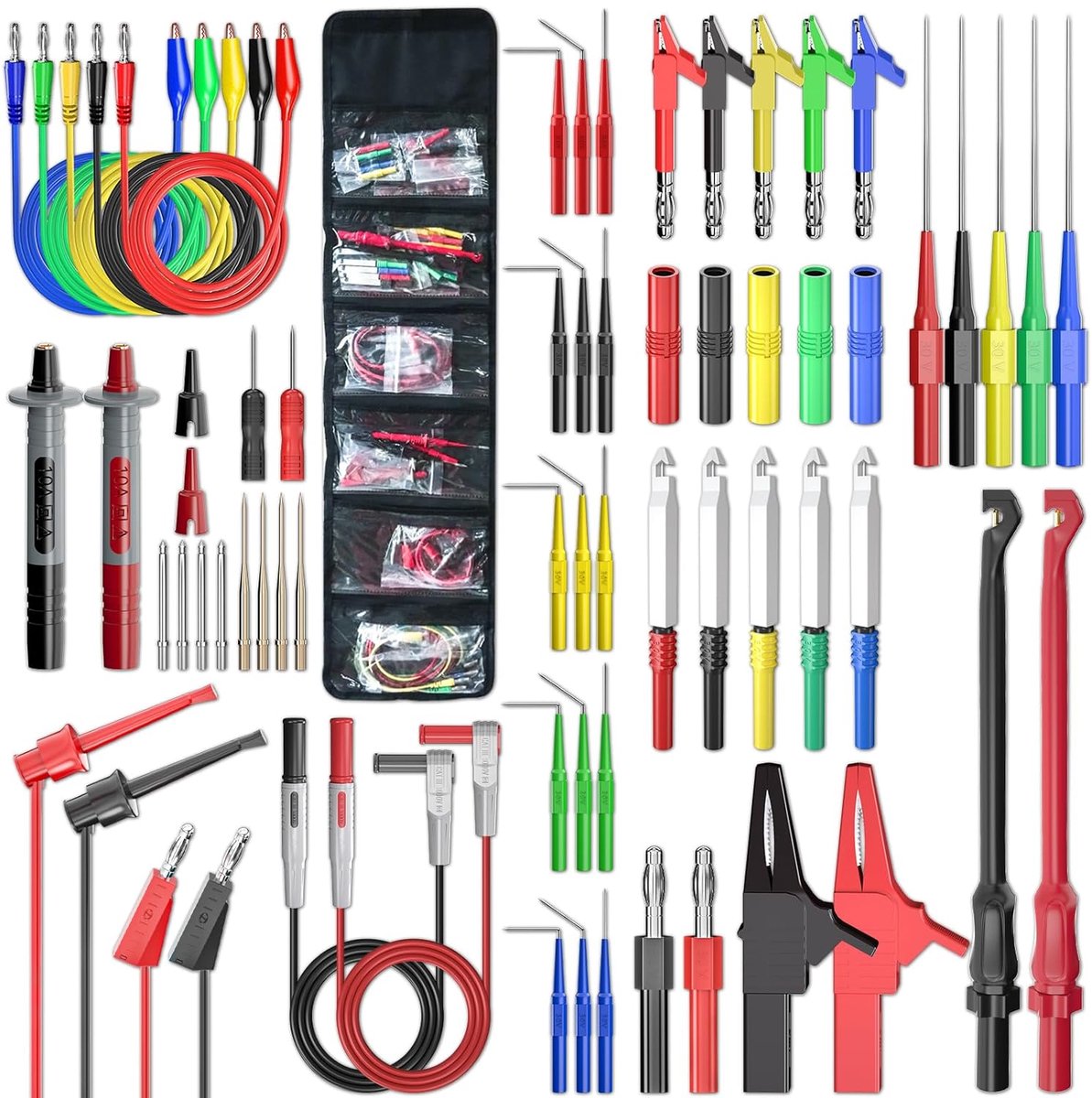 Multimeter Meetsnoerset - Testkabels Set - Elektrisch Meten - Uitgebreide Kit - CAT III 1000V - Meerkleurig