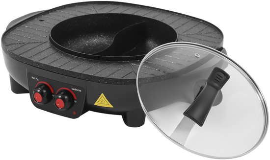 Elektrische Hotpot - 2-In-1 - Elektrische Grill Barbecue Shabu Hotpot - Chinese Fondue Binnengrill - Voor Slaapzaal Thuis — afbeelding 3