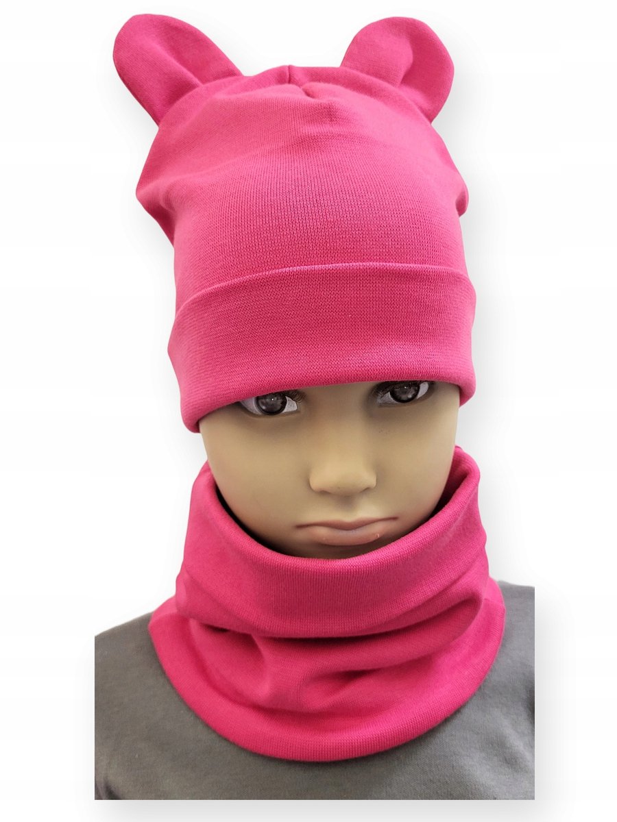 Dartomik - Babyset met Hoed en Sjaal - Maat 34-38 - Amarant - Oren