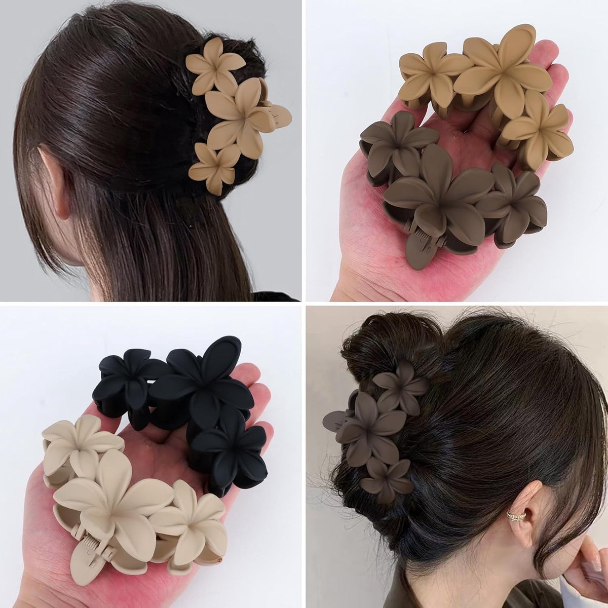 Bloem haarspelden - Hawaii accessoires - Strand haar - Antislip mat - 4 stuks - Meerdere kleuren
