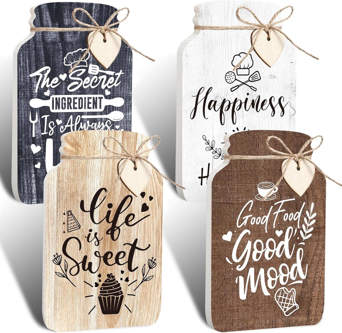 Keuken Decoratie - Wanddecoratie Set - Rustieke Sfeer - Eenvoudig Op te Hangen - 13 x 20 cm