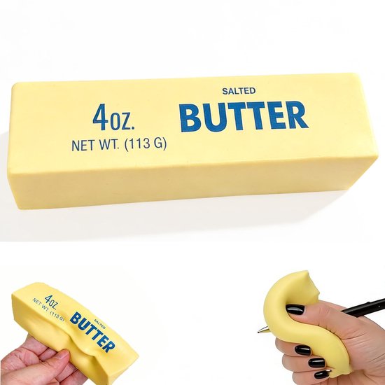 Squishy butter stick - Slow rising knijpspeelgoed - Realistisch eten fidget toy - Stressbal voor stressverlichting - Leuk cadeau en party favor - Butter