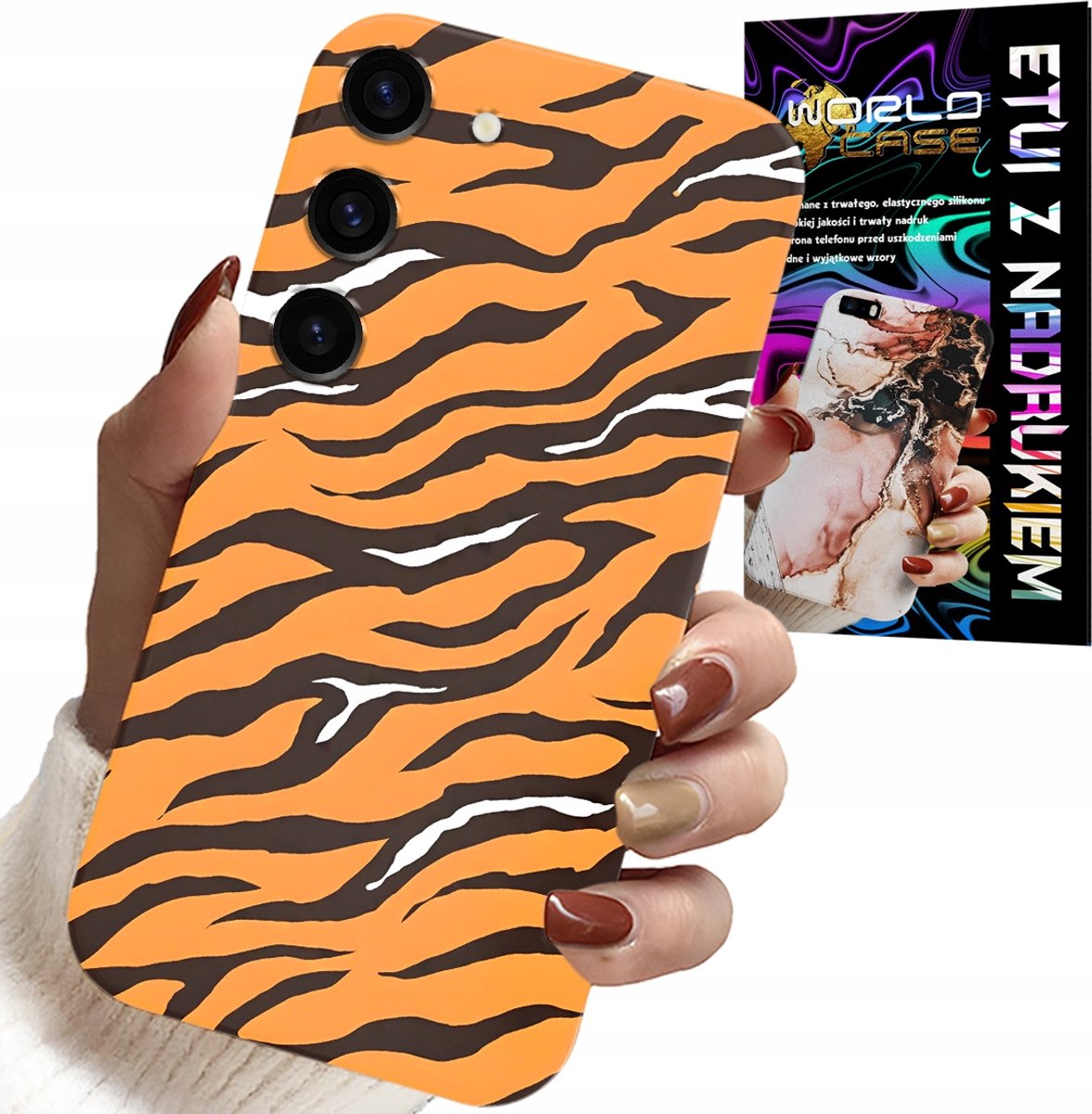 HOESJE VOOR SAMSUNG GALAXY S23 PLUS - ACHTERKANT MET TIJGERSTREEPJES + GLAS