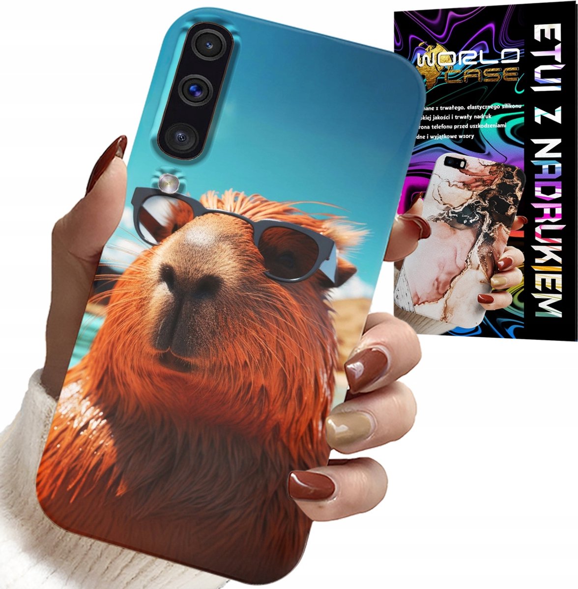 HOESJE VOOR SAMSUNG A50 / A30S - SWEET CAPYBARA, CAPIBARA HOESJE + GLAS