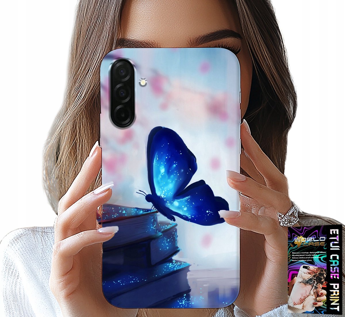 HOESJE VOOR SAMSUNG GALAXY A56 5G - BLAUWE VLINDER, VLINDER, DAMESMOTIEF