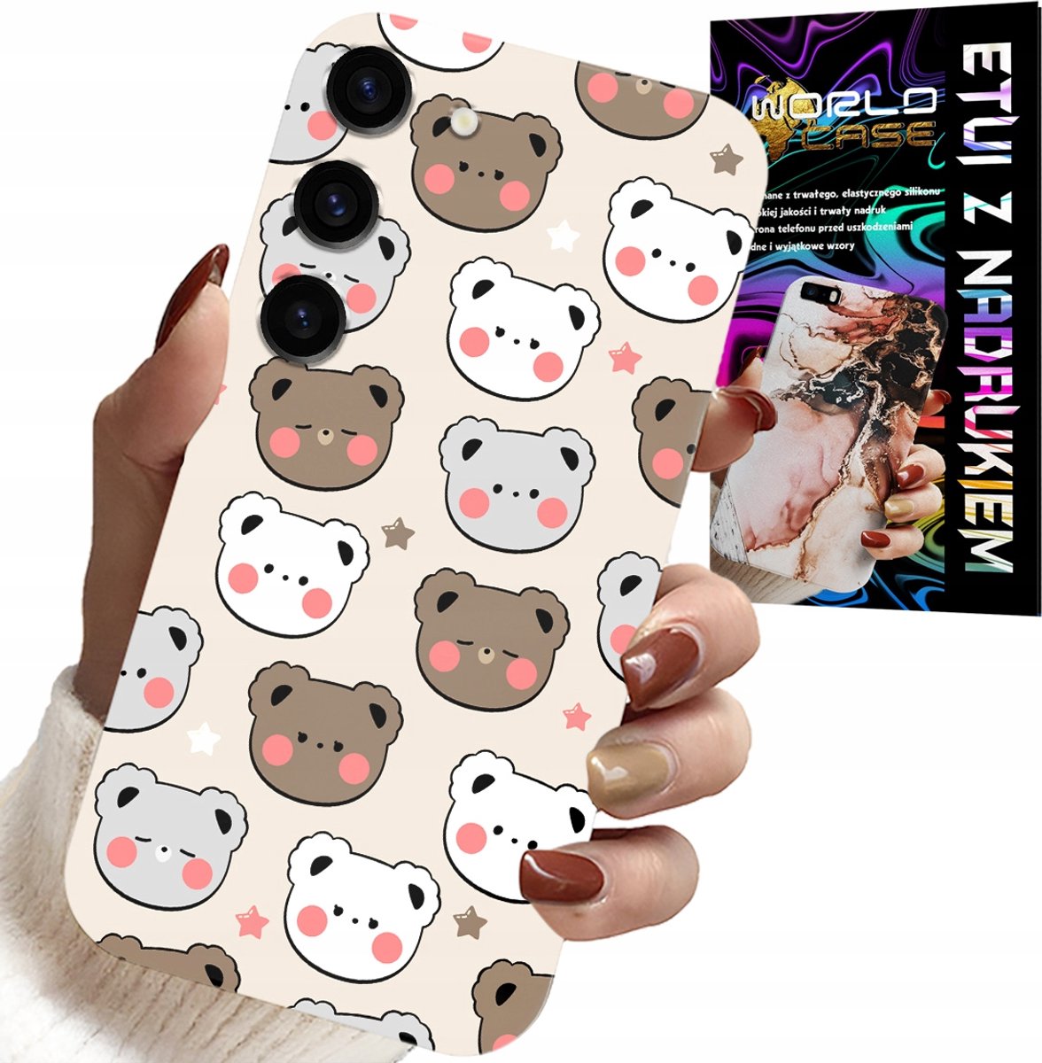 HOESJE VOOR SAMSUNG GALAXY S23 - TEDDYBEERPATROON VOOR DE JONGSTE + GLAS