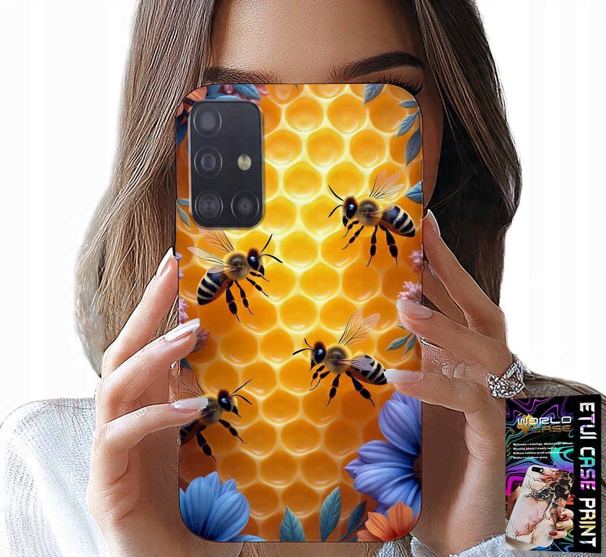 HOESJE VOOR SAMSUNG GALAXY A71 - ACHTERKANT MET BIJENKORF EN HONINGRAAT
