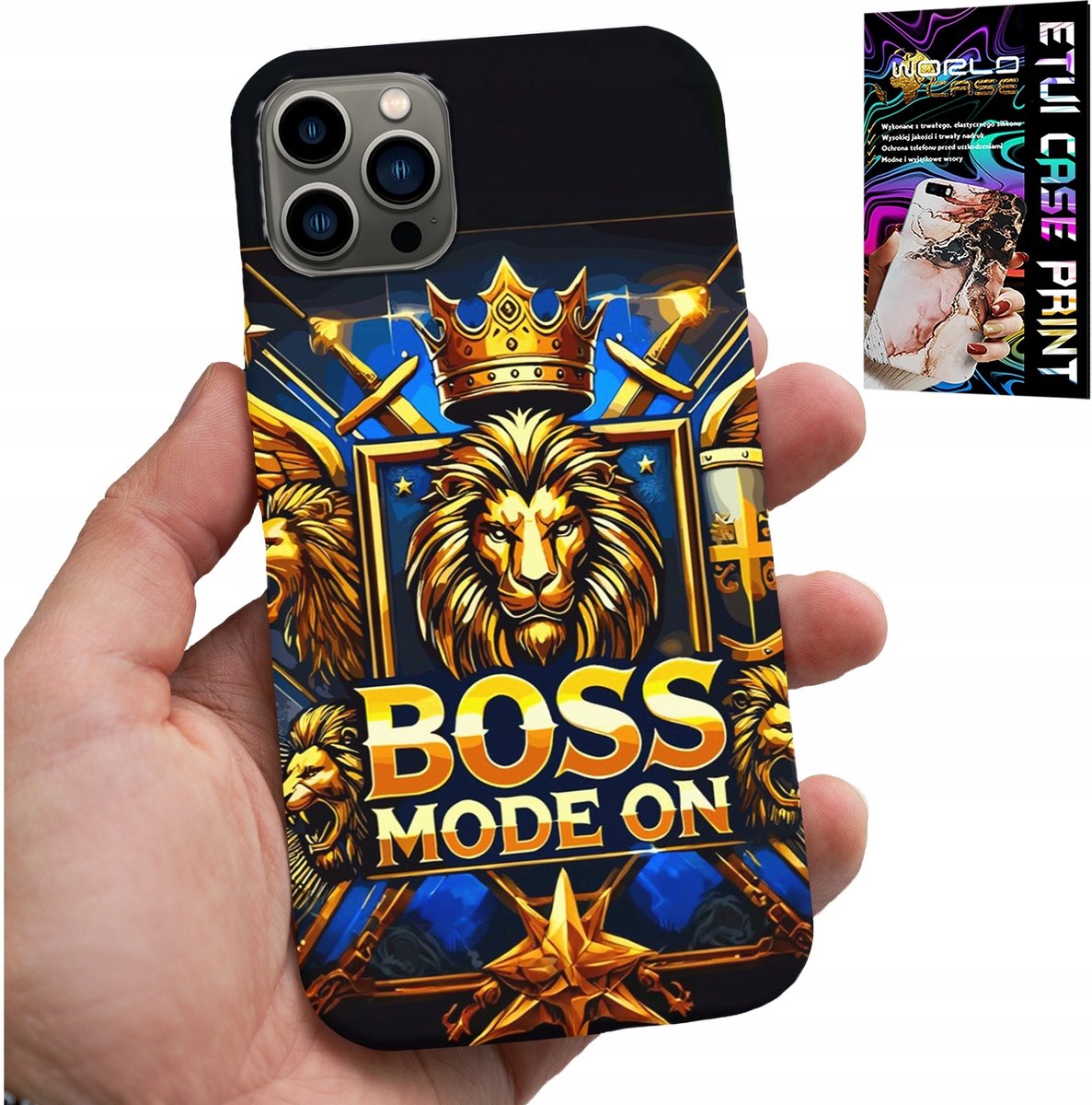 HOESJE VOOR IPHONE 11 PRO - BOSS LEEUW MET KROON OP DE WIJZERPLAAT + FOLIE