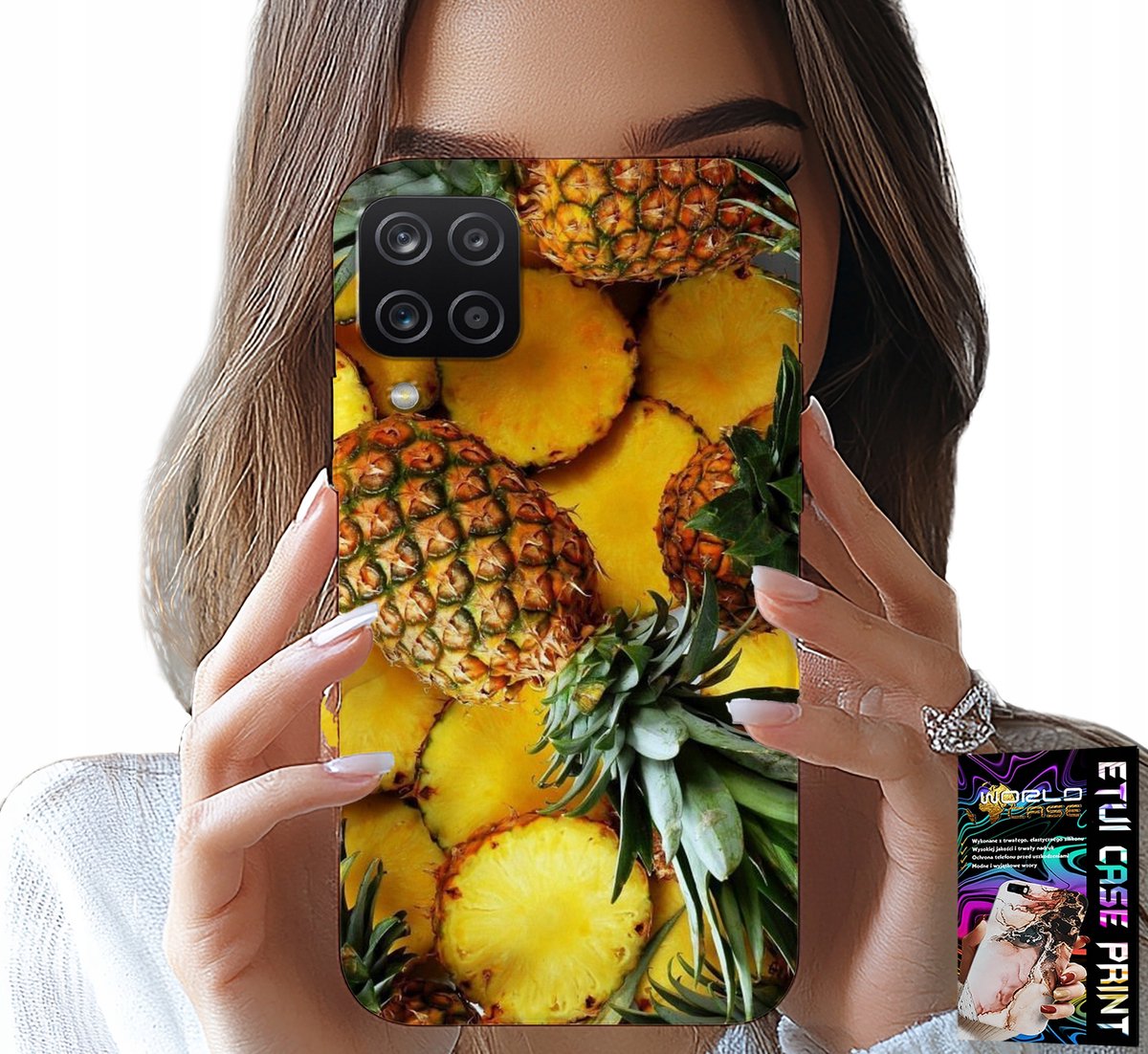 HOESJE VOOR SAMSUNG A12 / M12 - ANANASVORMIGE BEHUIZING + GLAS