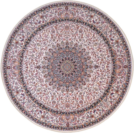 SusaStyle Perzisch Vloerkleed – Shahkar Cream – Tapijt 150 cm – Rond