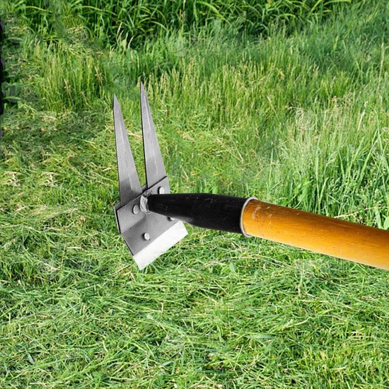 Onkruidhark Koolstofstaal - Tuinhark Handgereedschap - Onkruid Verwijderen - Dubbelzijdig Ontwerp - 2 Tanden van Merkloos	 — afbeelding 3