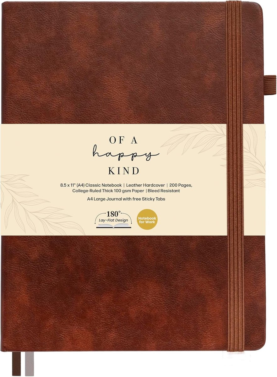Leren Notitieboek - Schrijfdagboek Agenda - Schrijven en Noteren - Met Penlus Zakken - A4 8.5x11 - Bruin