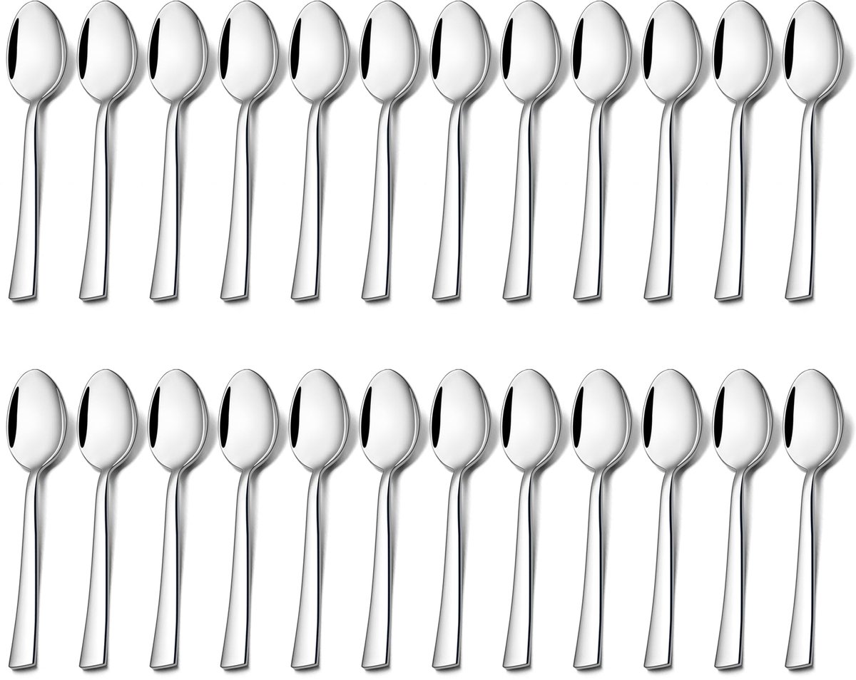 Set van 24 Hoogwaardige Roestvrijstalen Koffielepels voor Thuis en Horeca