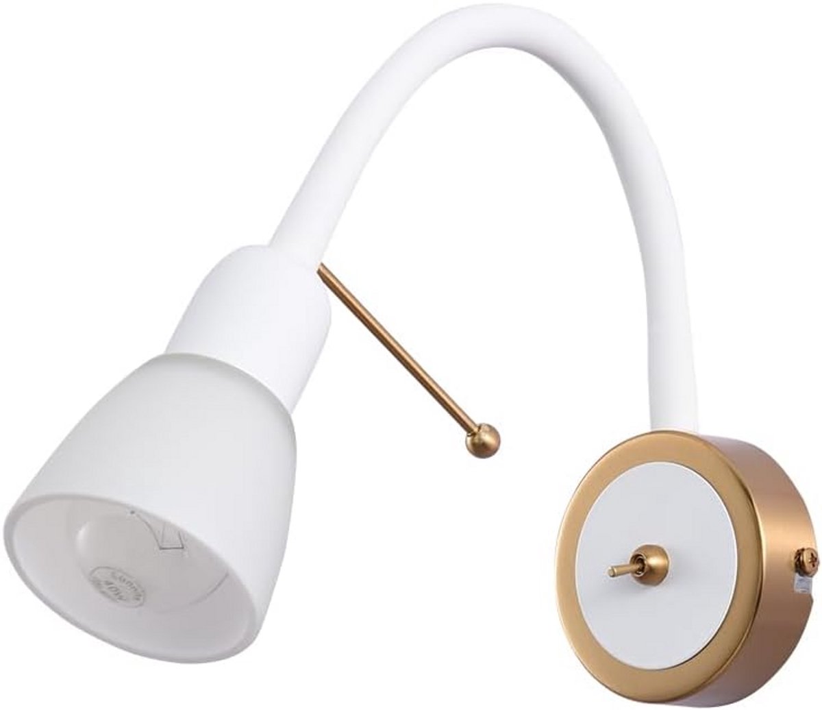 Zwarte Wandlamp met Witte Kap en Aan/Uit Schakelaar voor Slaapkamer