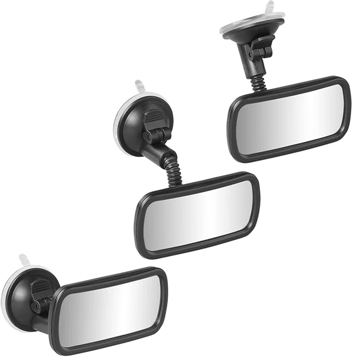 VCTparts® Universele Achteruitkijkspiegel Binnenspiegel 115x55mm met Korte Flexarm en Zuignap