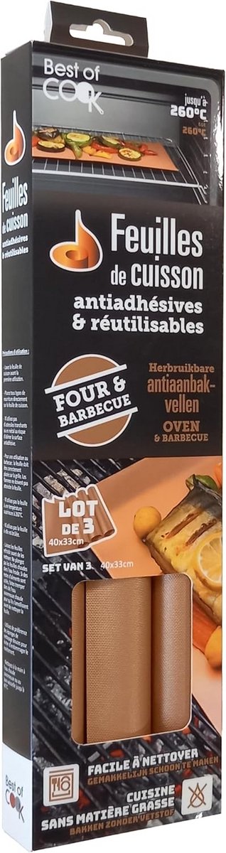 Set van 3 Herbruikbare Antiaanbak Bakplaten voor Oven en Grill