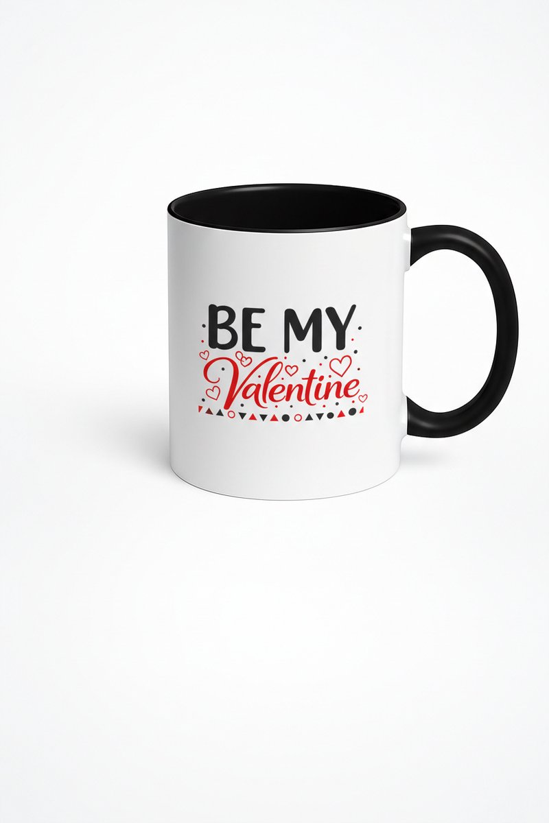 Valentijn Mok "Be My Valentine" - Wit Zwart Keramiek Liefdescadeau