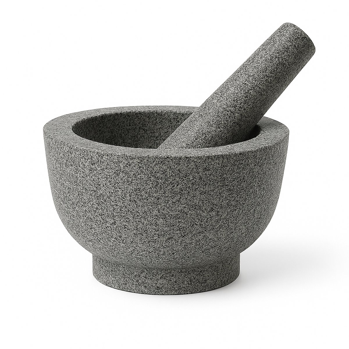 Medies Premium Vijzel met Stamper - Natuursteen Graniet - Ø 14,5 cm - Inclusief Anti-slip Voet - Mortier voor Kruiden, Specerijen en Pillenvergruizer - 260ml - Grijs