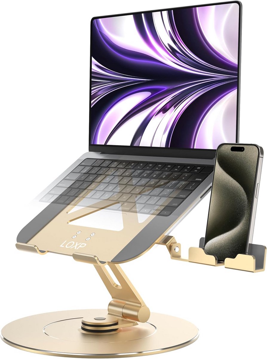 Draaibare en Opvouwbare Laptopstandaard van Aluminium voor Bureau