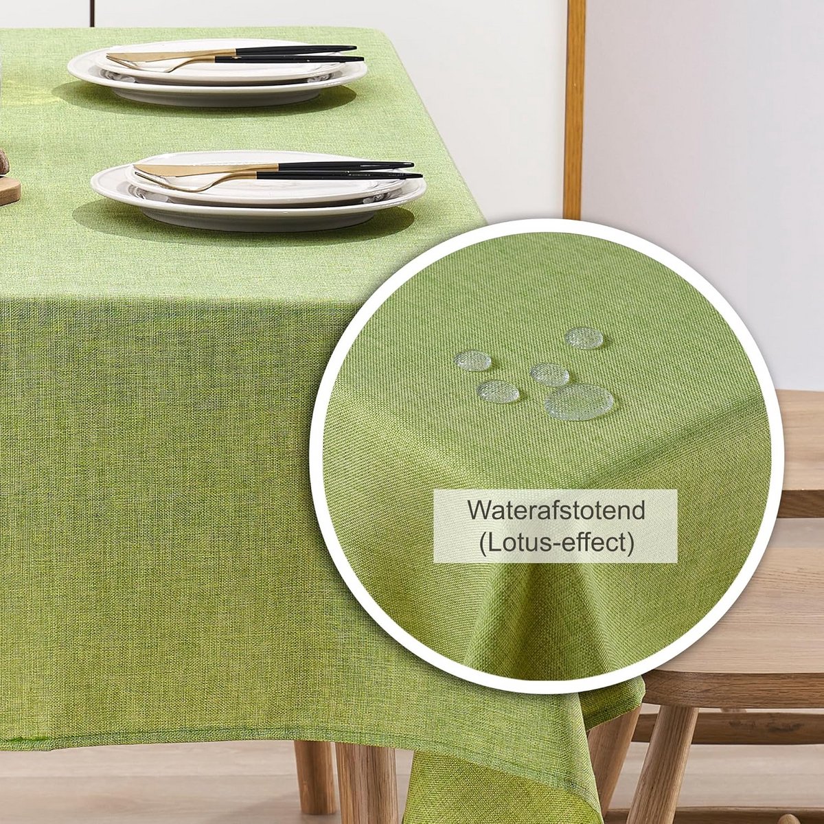 Waterafstotend Tafelkleed Linnenlook - Vlekbestendig en Wasbaar voor Binnen en Buiten