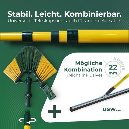 Telescopische dakgootborstel set 3,3m met schraper en handveger voor reiniging — afbeelding 5
