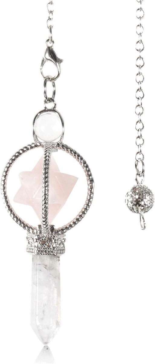 Rozenkwarts Merkaba Kristal Pendel voor Spiritualiteit en Healing