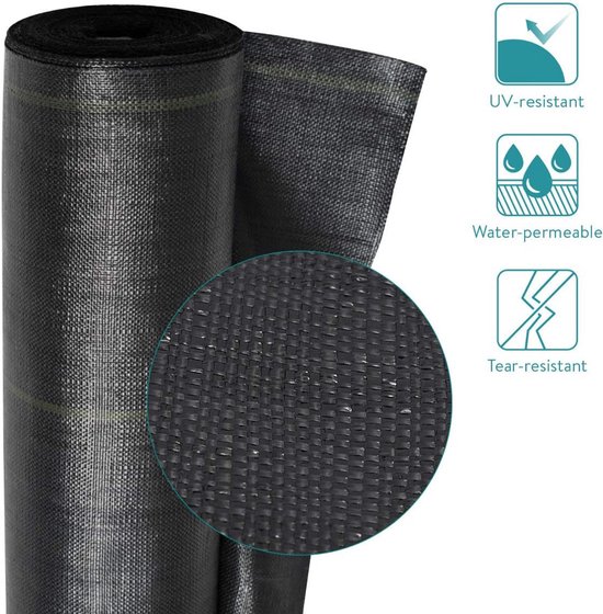 Unkrautvliesfolie - Wasserdurchlässig en Reißfest - 100g/m² sterkte - 1x50m van Merkloos	 — afbeelding 5