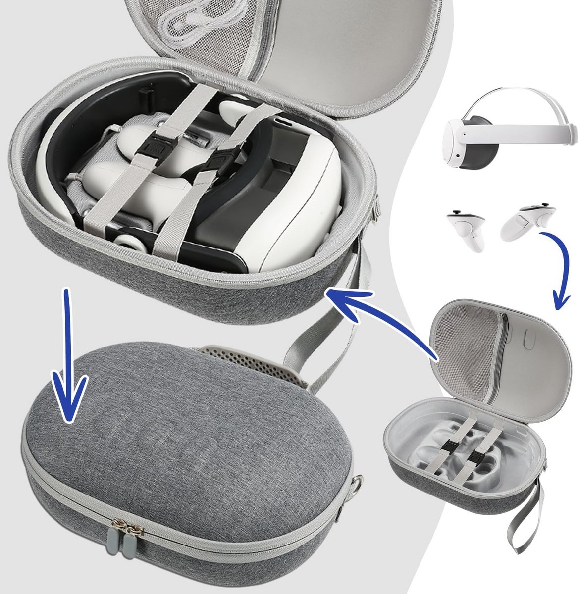 Harde Draagbare Opbergkoffer voor VR Headset en Accessoires (31 x 21.7 x 12 cm)