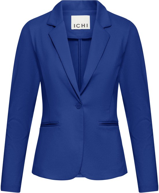 ICHI IHKATE Damesblazer, jasblazer, jasblazer met 1-knoopvorm, klapzakken, reverskraag, licht elastisch, regular fit, Blue Mirage (184215), L
