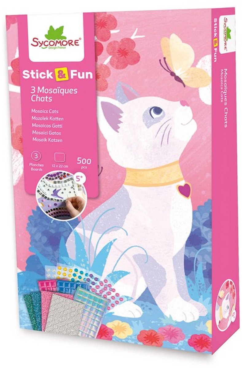 Sycomore mozaïek knutselset katten - creatieve stickerspeelset.