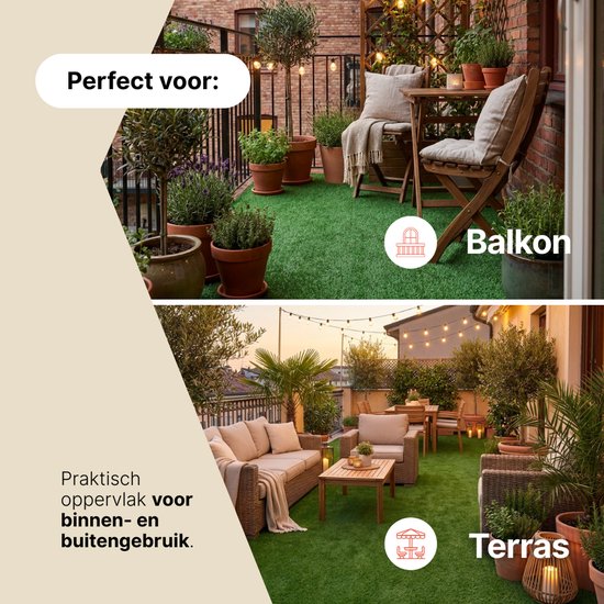 Tapiso Tapis de Gazon Natural Kunstgras Vert pour Jardin Balcon Terrasse Véranda Hauteur 6 mm Taille-400x600