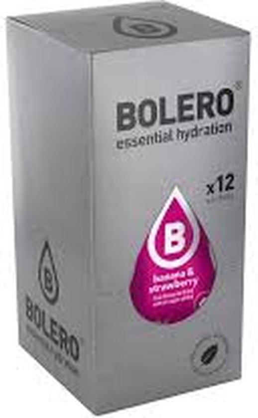 Emballage Bolero de 12 sachets, saveur banane & fraise.